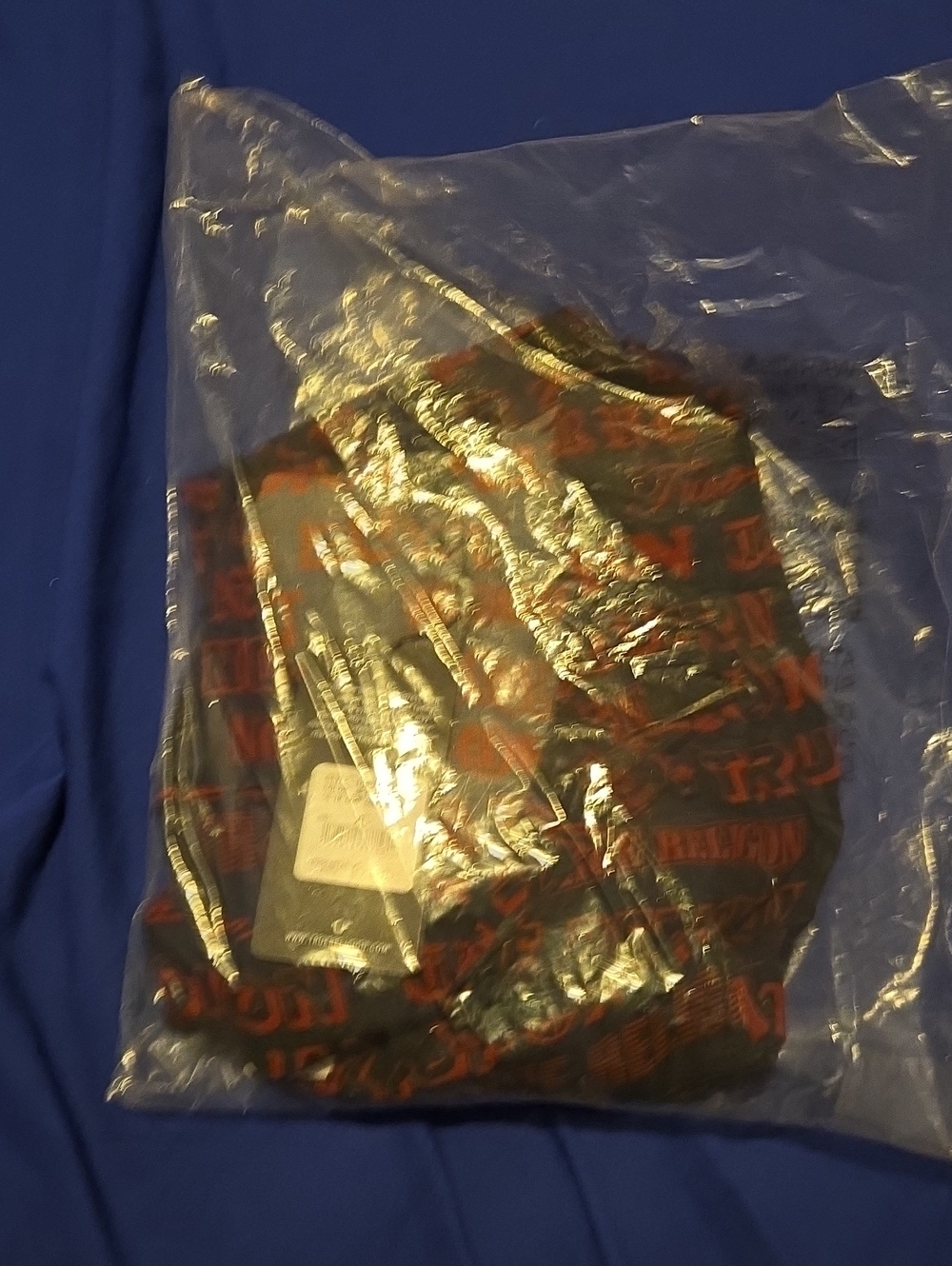 True Religion Black Long Sleeve Tee with Red Logo Print